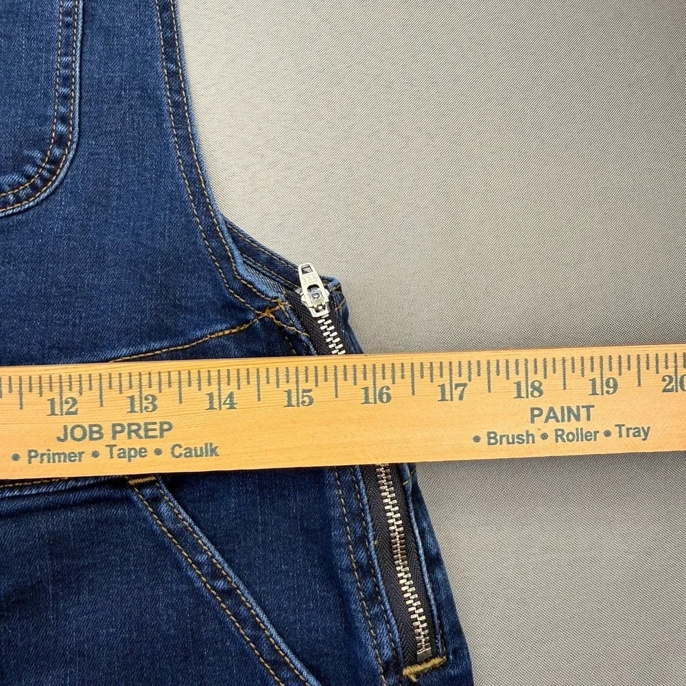 J.Crew Denim Skinny Overalls Med Wash Blue Jean Signature Stretch Size Medium‎